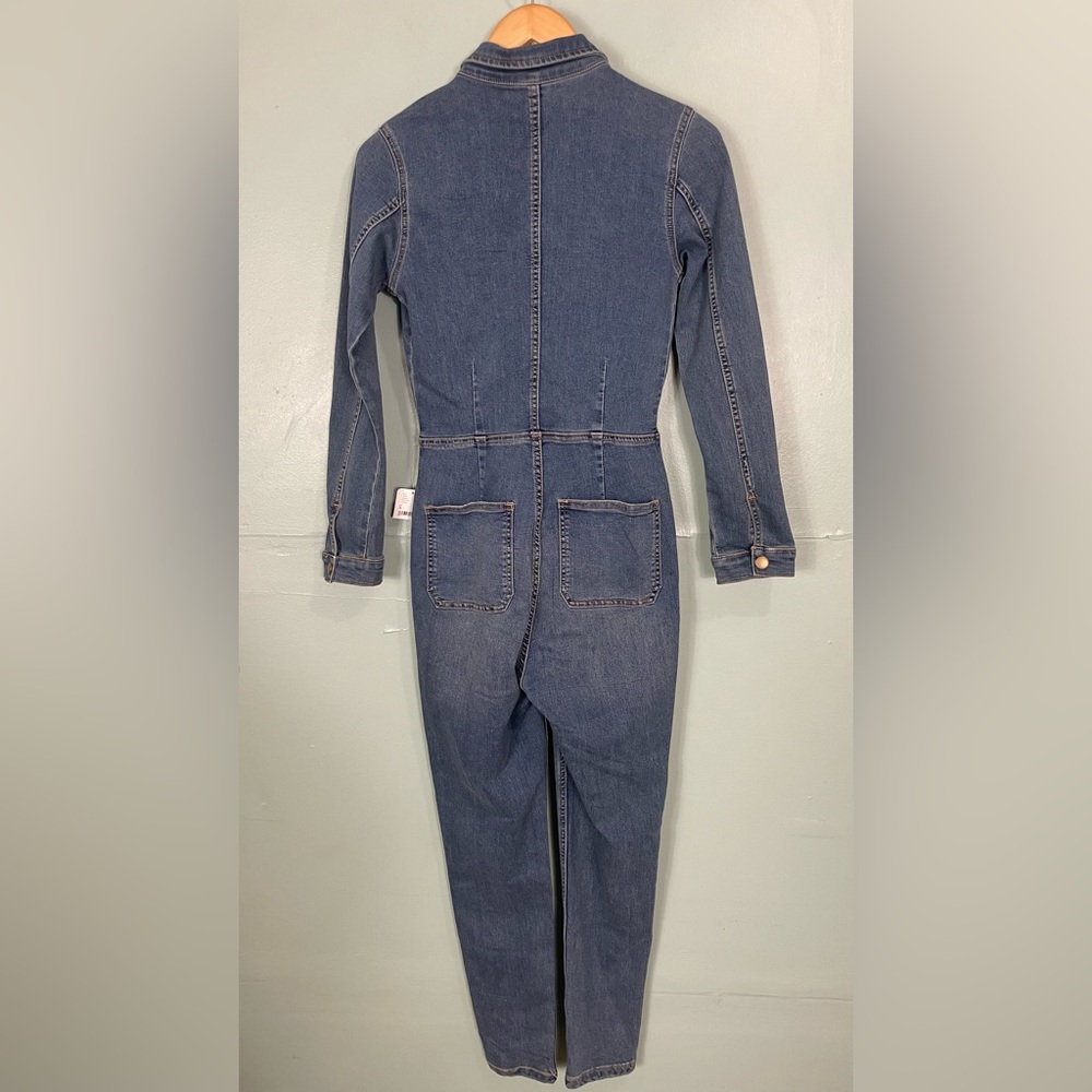 Free People Lennox Jumpsuit Coveralls Denim Jumpsuit One Piece Blue‎ Women Small - Picture 9 of 11